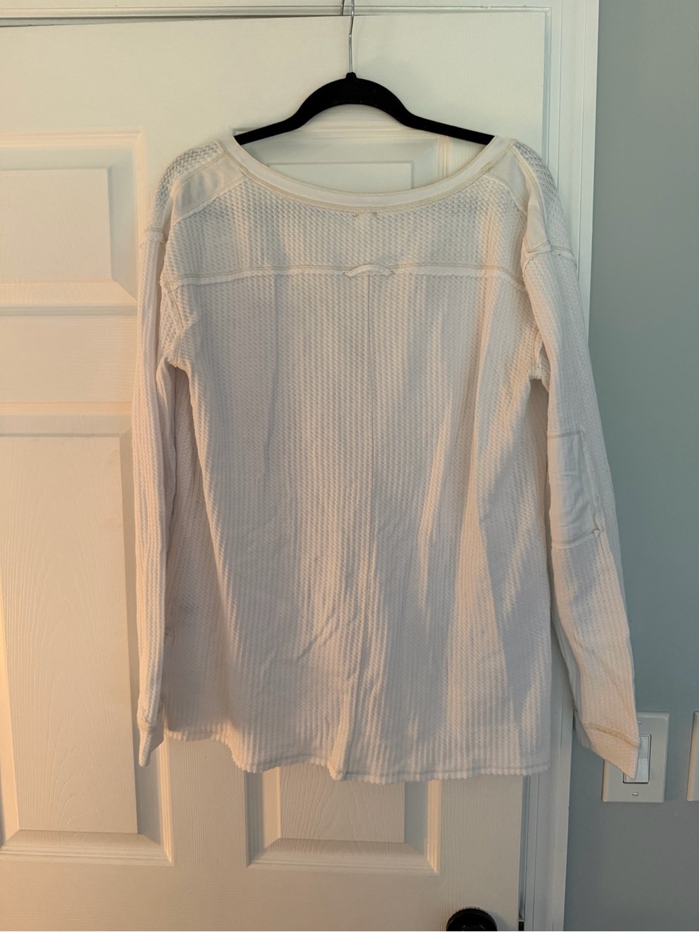 We The Free White Waffle Henley with Contrasting Black Trim - Picture 3 of 3